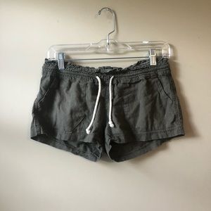 Olive green shorts. Great for the beach!!